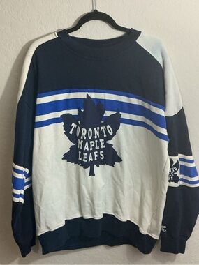 Vintage Starter Toronto Maple Leafs Crewneck Sweatshirt XL NHL Navy Blue White